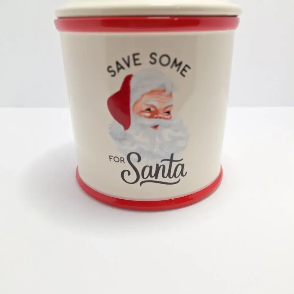 Hallmark Save Some For Santa Ceramic Cookie Jar Retro Christmas Treat Canister